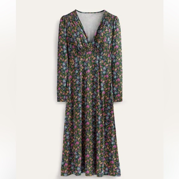 Boden Jersey Midi Tea Dress Chatsworth Green, Lotus Petal - Size 16/18 Regular - Picture 5 of 13